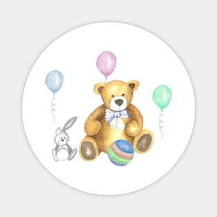 Teddy Bear with rabbit and balloons Magnet